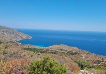 Kreta, Kefalas: Grundstück mit unverbaubarem Meerblick und Baugenehmigung zu verkaufen