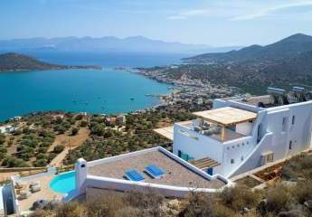 Kreta, Schisma Eloundas: Luxusvilla im Kykladenstil mit unverbautem Meerblick zu verkaufen