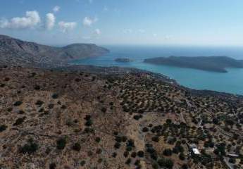 MIT VIDEO! Kreta, Schisma Eloundas: Exklusives Grundstück mit Meerblick und Baugenehmigung zu verkaufen