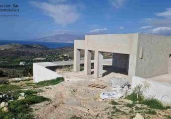 Kreta, Kalamaki ebenerdige Villa im Rohbau mit Panorama-Meerblick